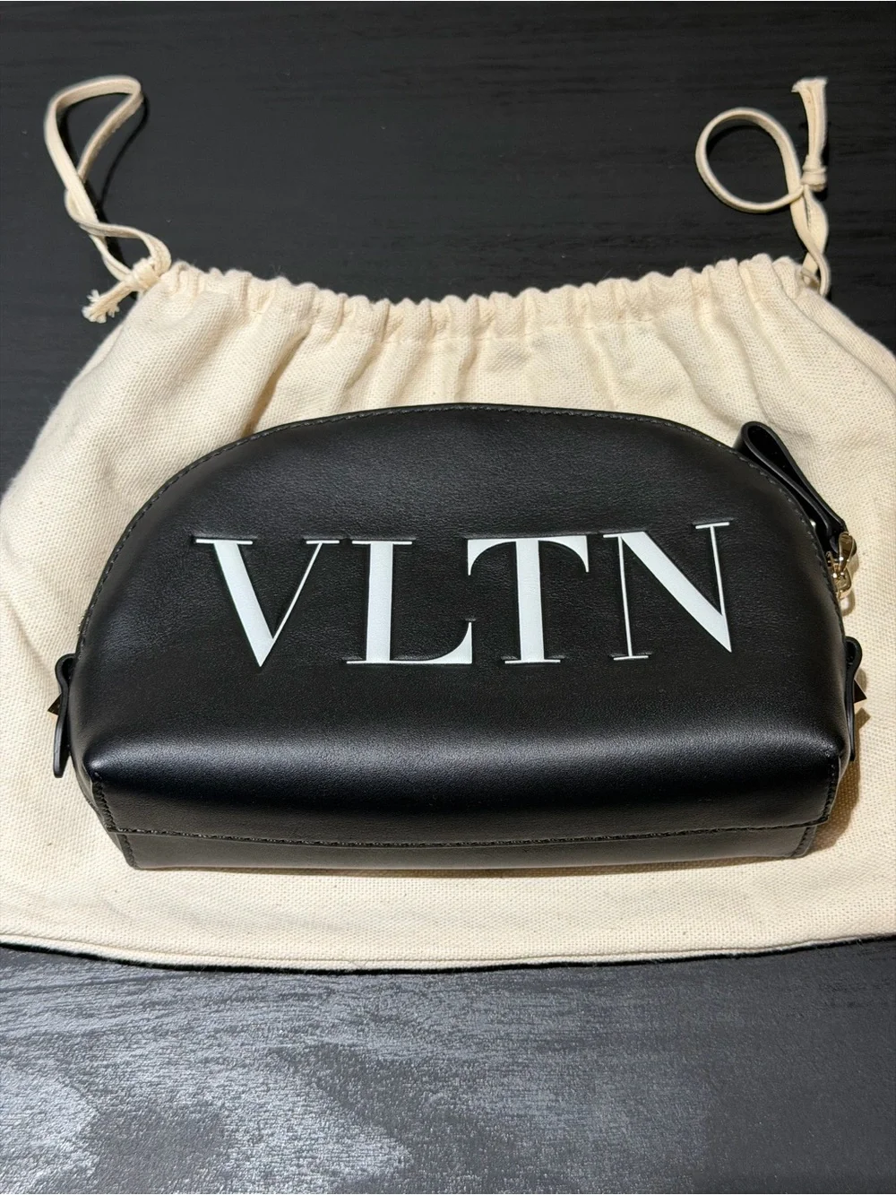 Black Leather Zip Pouch
